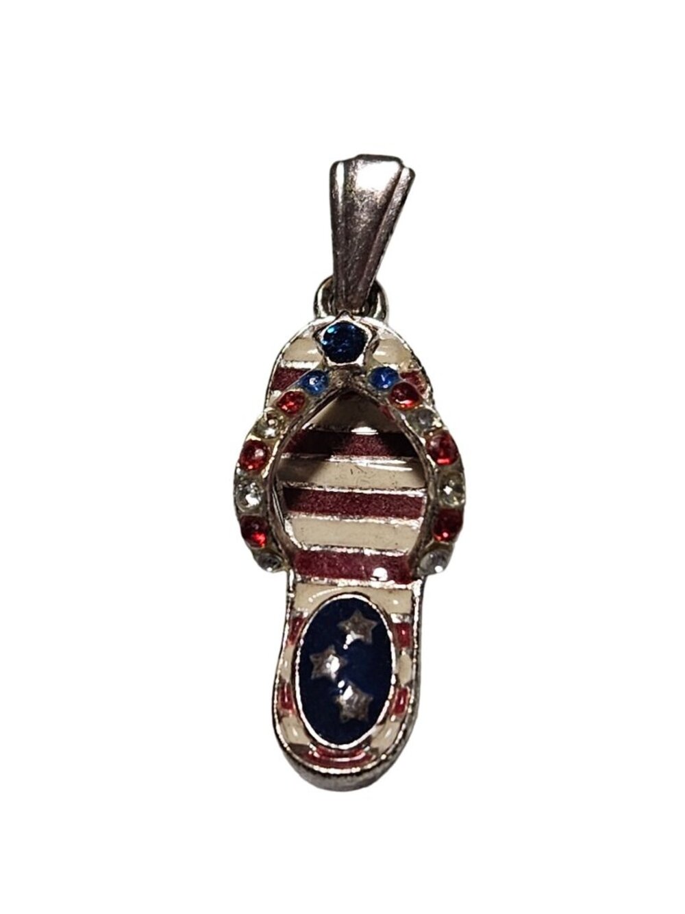 Patriotic Flip Flop Pendant Charm USA America 4th of July Red White Blue Jewelry